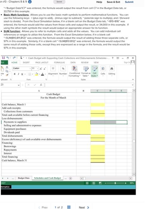on #3 Chapters 8 & 9 Saved Help Save & Exit Submit