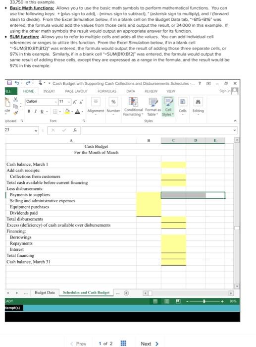 Budget DataC7" was entered, the formula would output the result from cell