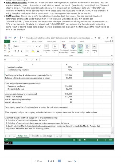 Math functions: Allows you to use the basic math symbols to perform