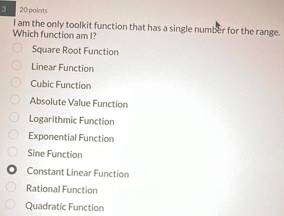 3 20 points I am the only toolkit function that has a