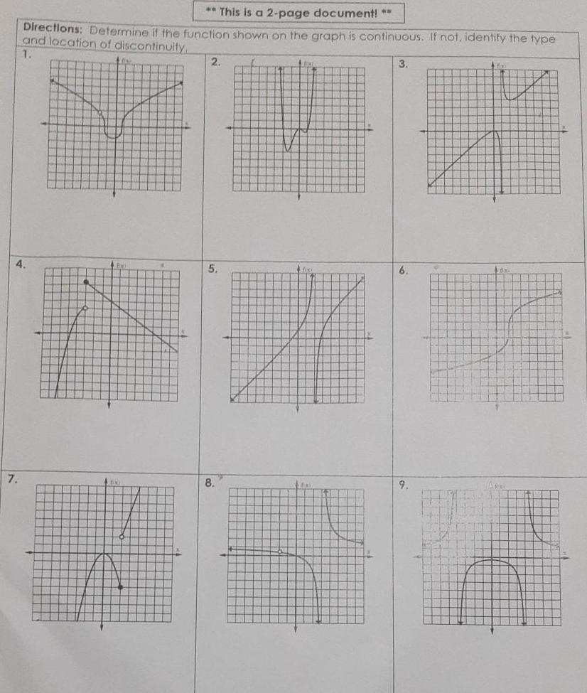 This is a 2-page document! ** Directions: Determine if the function shown