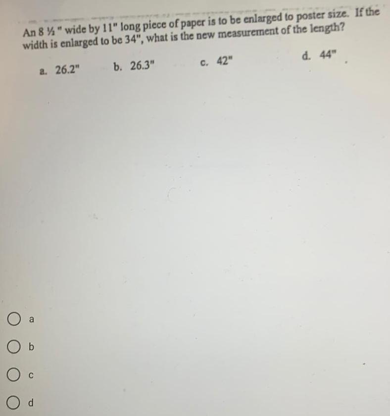 a b d An 8 " wide by 11" long piece of