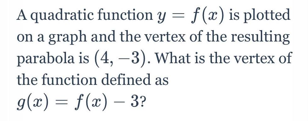 A quadratic function y = f(x) is plotted on a graph and