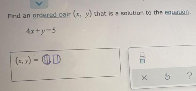 Find an ordered pair (x, y) that is a solution to the