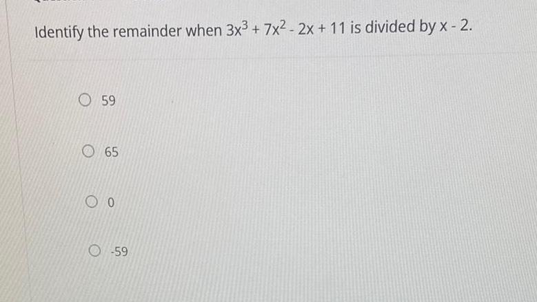 Identify the remainder when 3x3 + 7x - 2x + 11 is