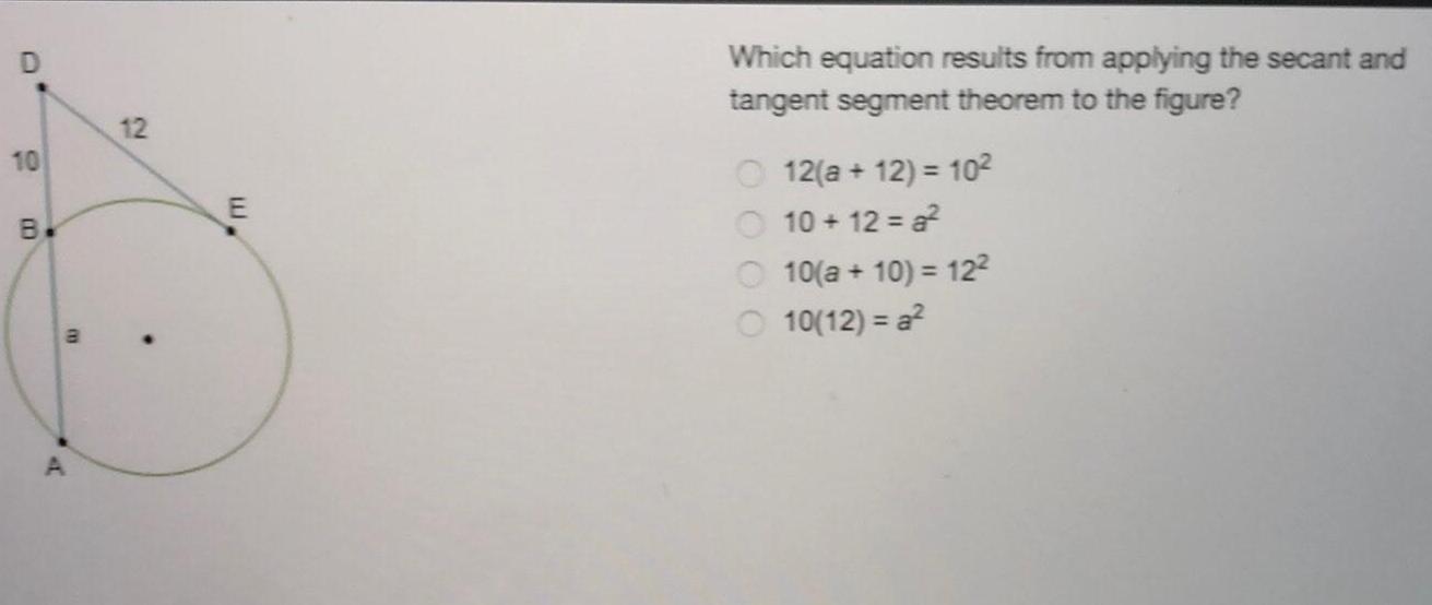 D 10 10 12 B m E. Which equation results from applying