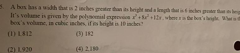 5. A box has a width that is 2 inches greater than