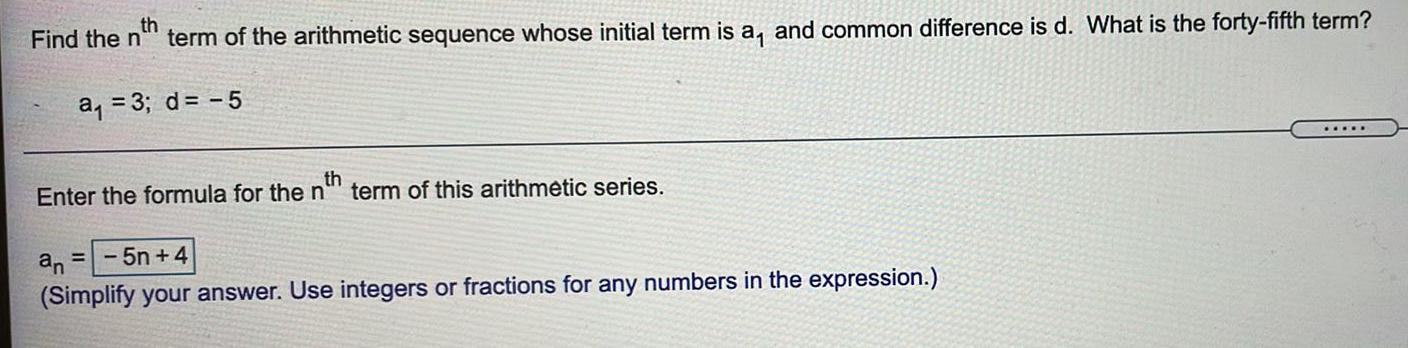 th Find the n term of the arithmetic sequence whose initial term
