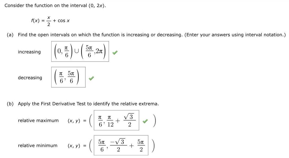 Consider the function on the interval (0, 2). X f(x) = 2
