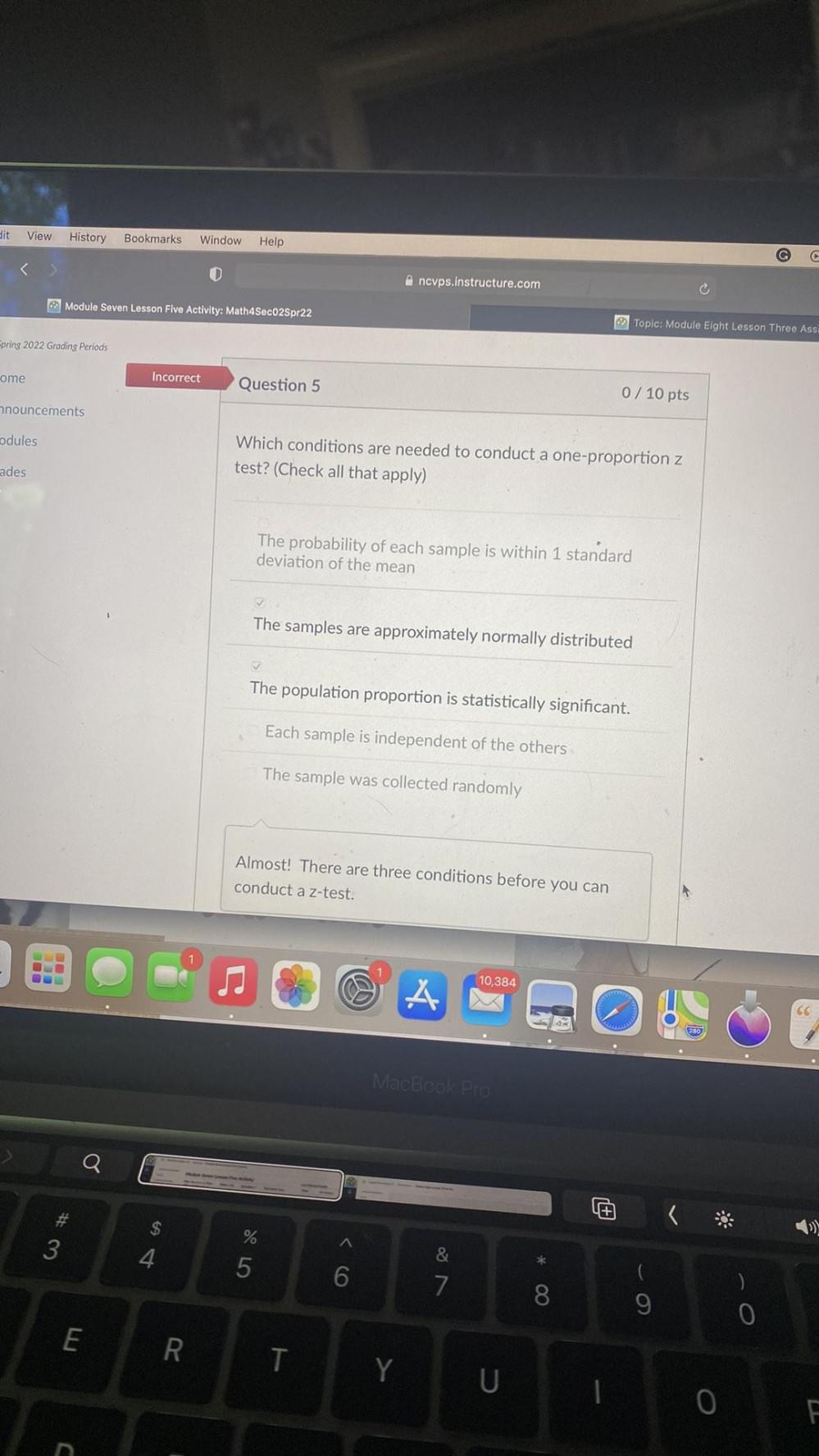 dit View History Bookmarks Window Help G G C ncvps.instructure.com Module Seven