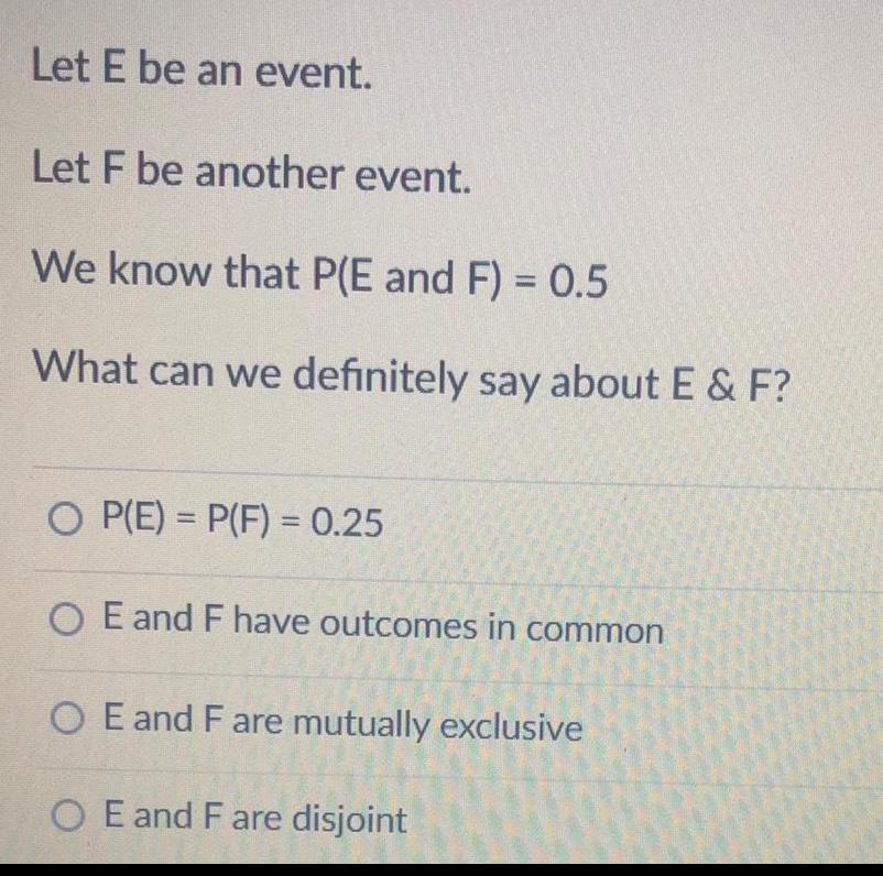 Let E be an event. Let F be another event. We know