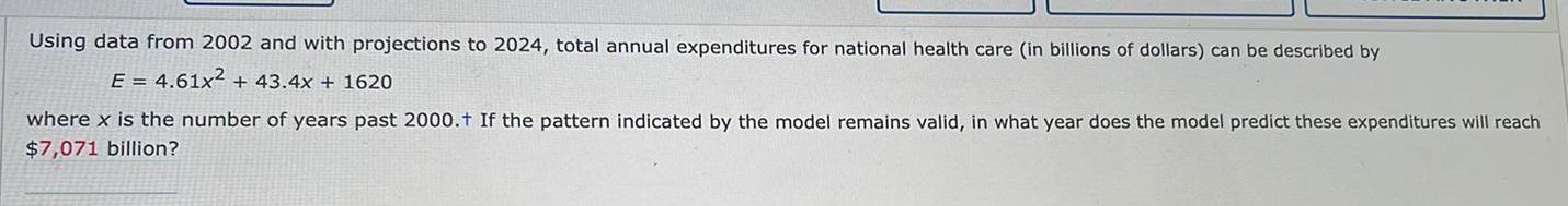Using data from 2002 and with projections to 2024, total annual expenditures