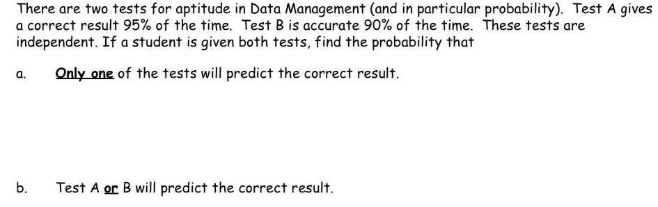 There are two tests for aptitude in Data Management (and in particular