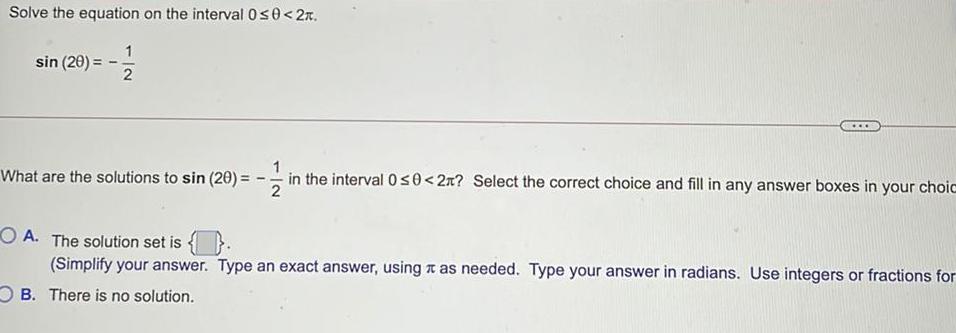 Solve the equation on the interval 00 