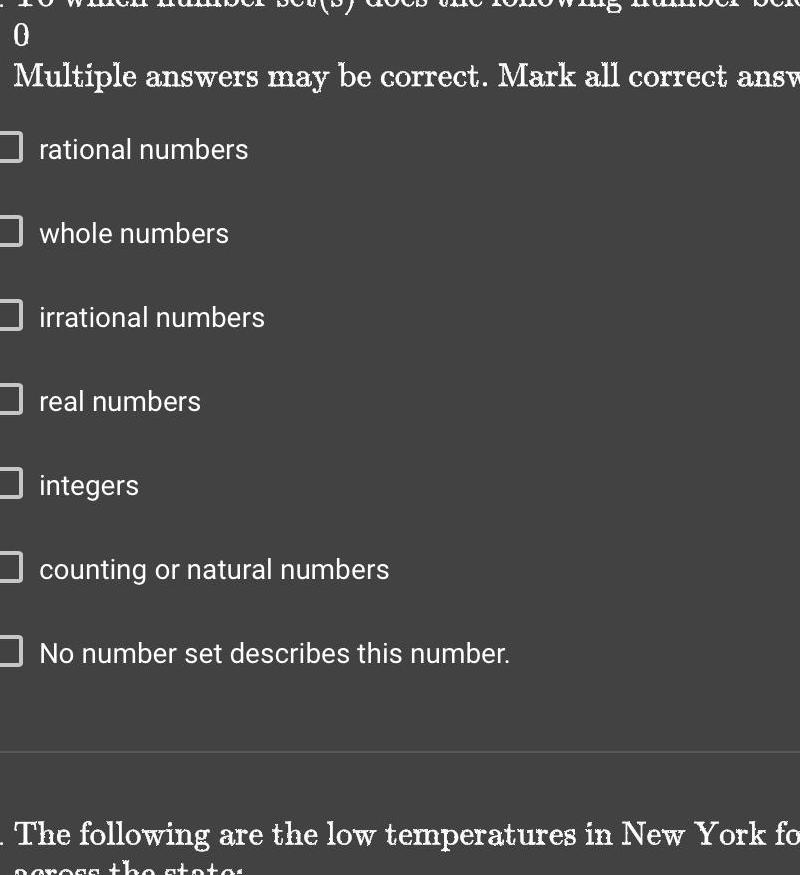 0 Multiple answers may be correct. Mark all correct answ rational numbers