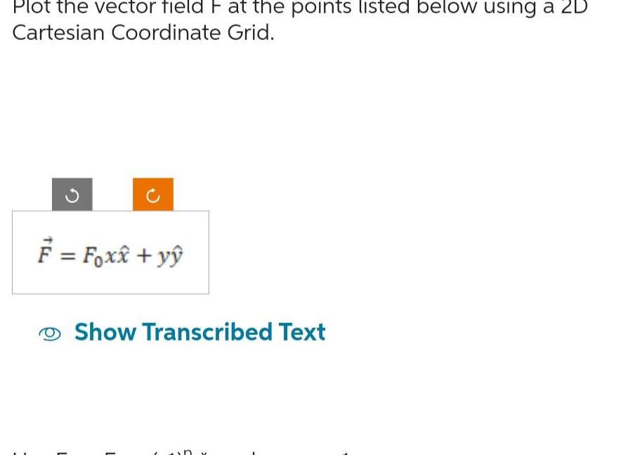 Plot the vector field F at the points listed below using a