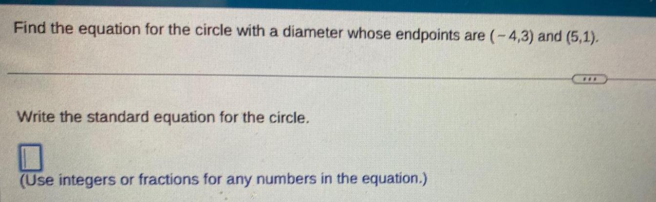 Find the equation for the circle with a diameter whose endpoints are