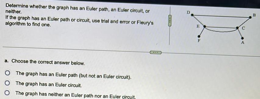 or neither If the graph has an Euler path or circuit use