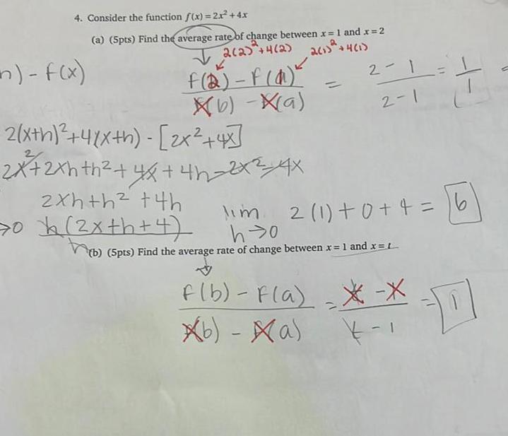 4 Consider the function f x 2x 4x a 5pts Find