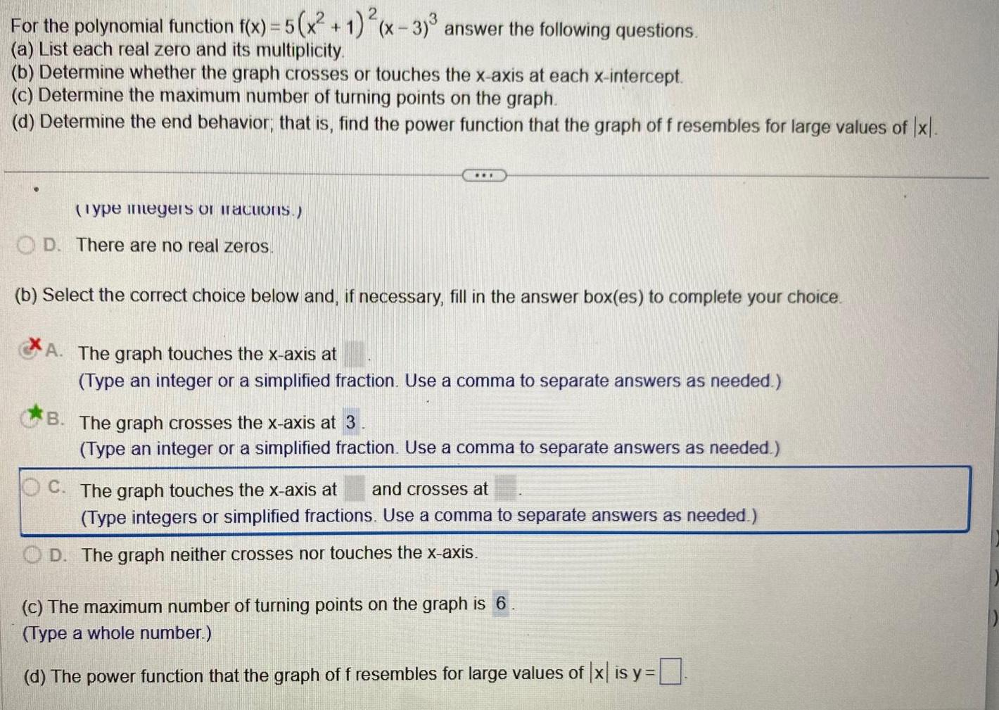 For the polynomial function f x 5 x 1 x 3