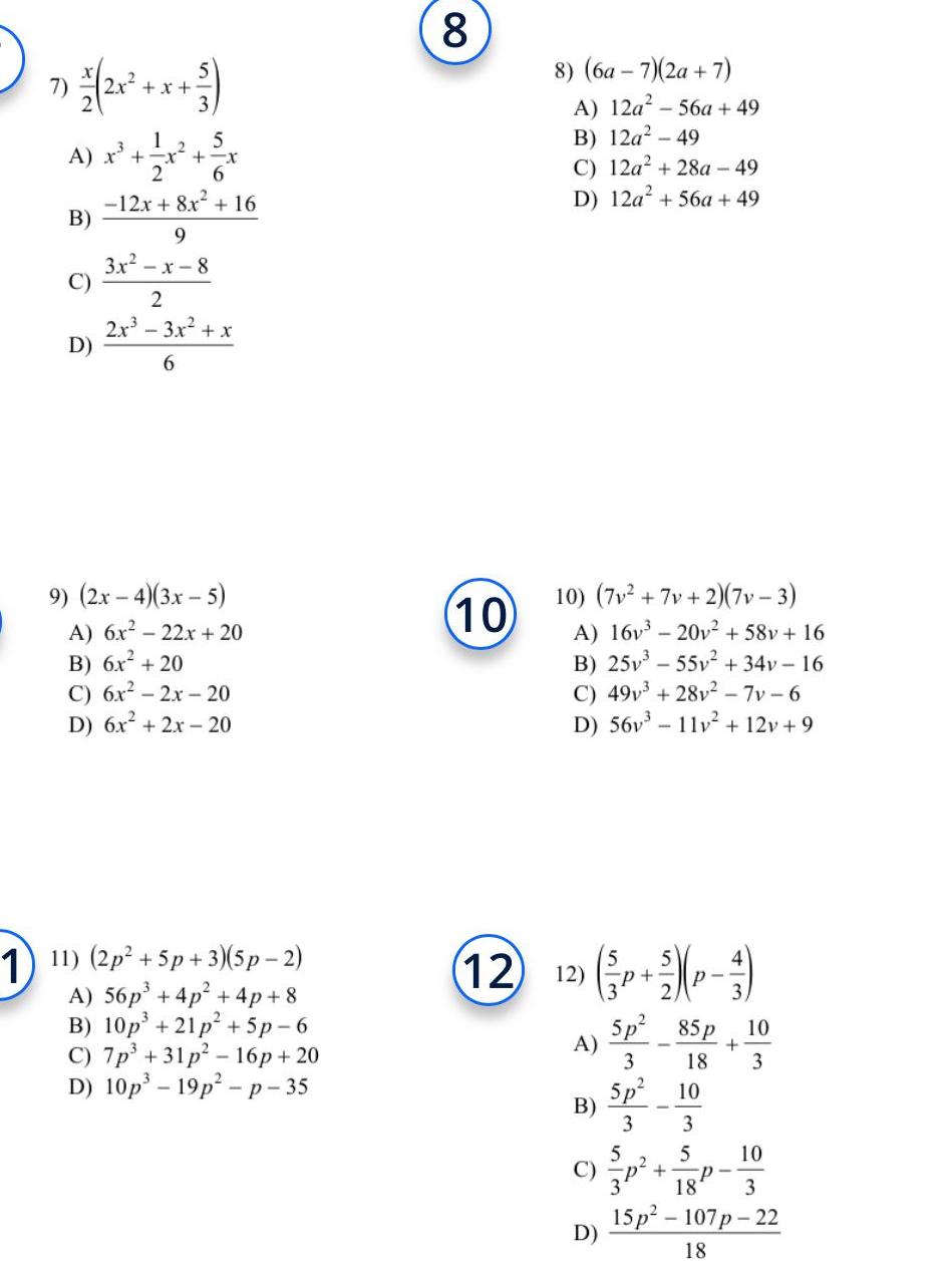 12x 8x 16 9 3x x 8 2 2x 3x x 1