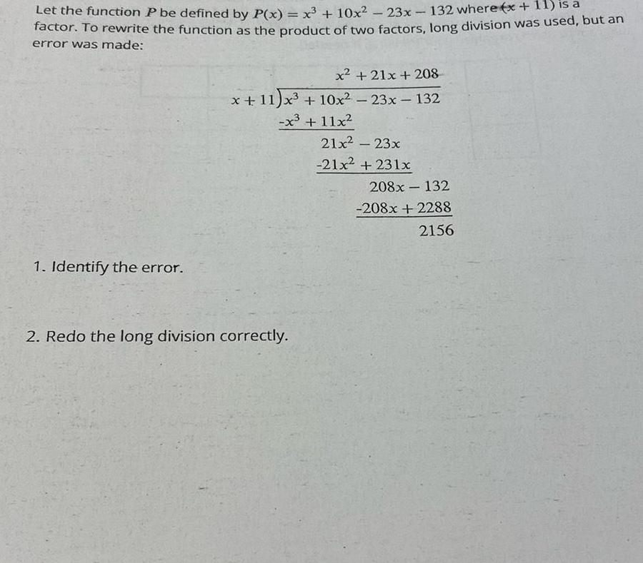 23x 132 where x 11 is a factor To rewrite the function
