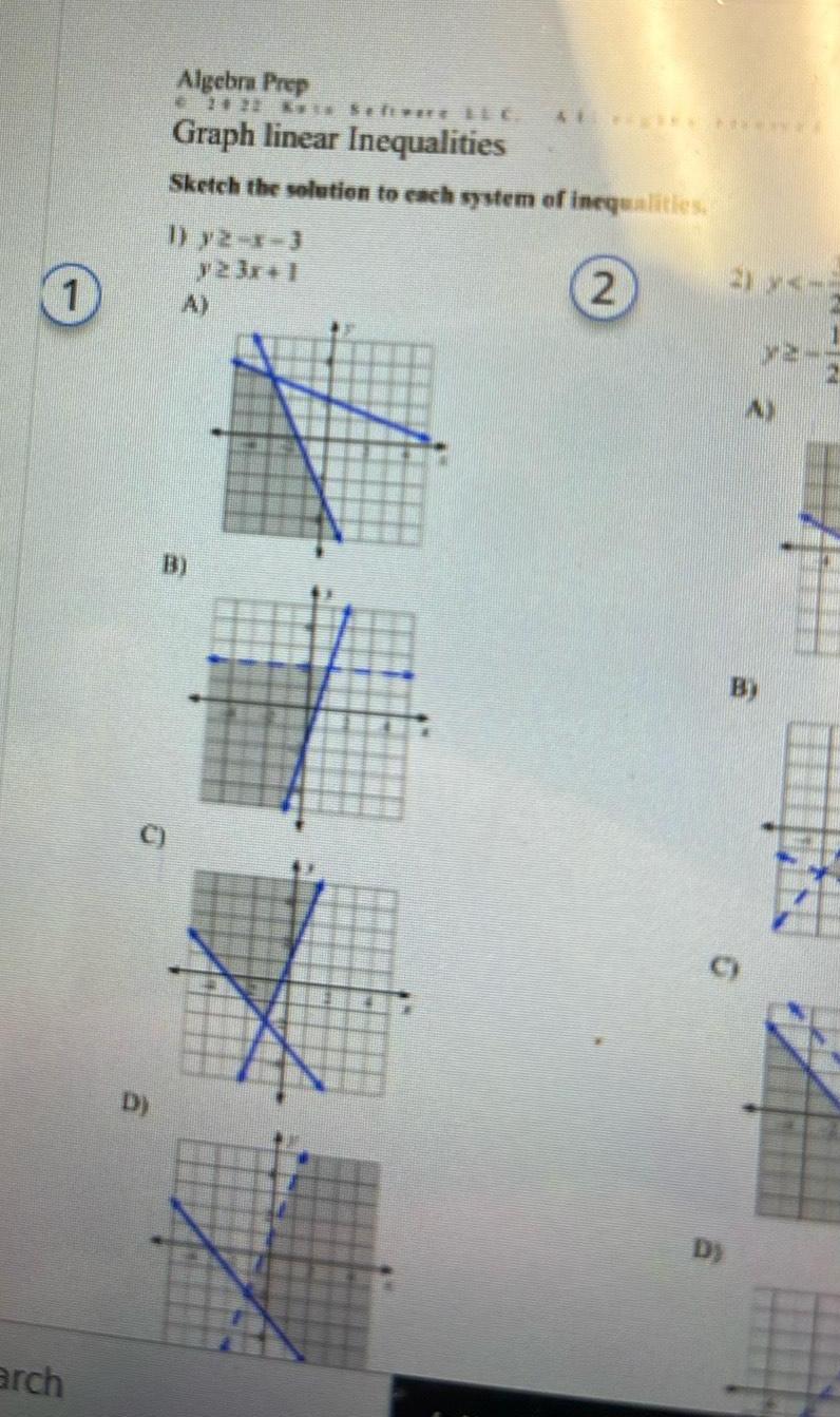 1 arch Algebra Prep 222 Ke Seftware LLC Graph linear Inequalities