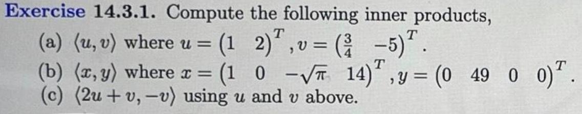  Exercise 14 3 1 Compute a u v where u 1