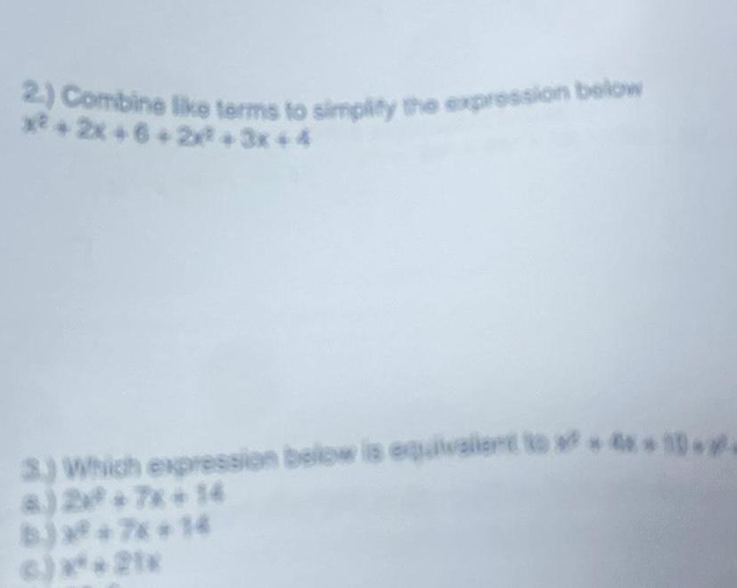 6 2 3x 4 3 Which expression below is equivalent to 4