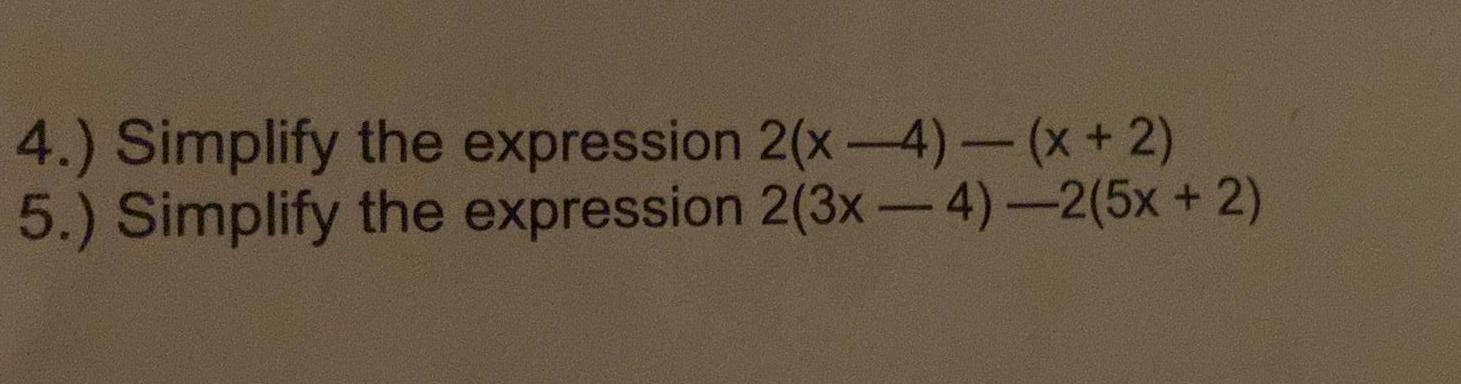 expression 2(3x 4) 2(5x + 2)