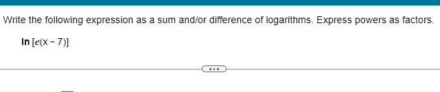 logarithms Express powers as factors In e x 7