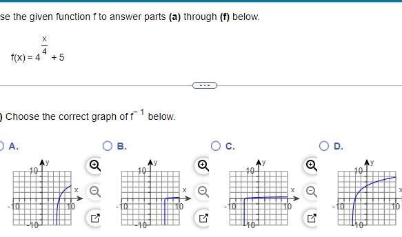 below X 4 f x 4 5 Choose the correct graph of