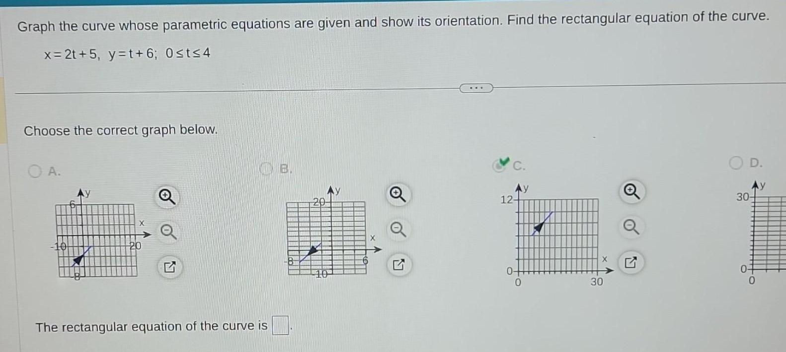 orientation Find the rectangular equation of the curve x 2t 5 y