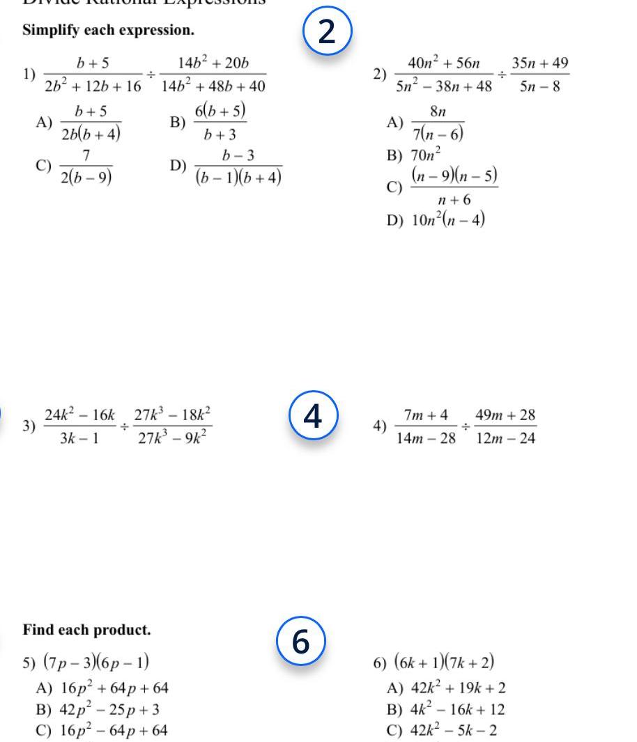  Simplify each expression b 5 2b 12b 16 1 A 3