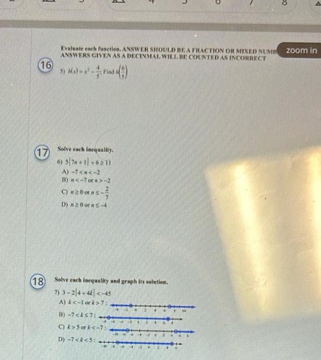 E 16 17 18 E Evaluate each function ANSWER SHOULD BE