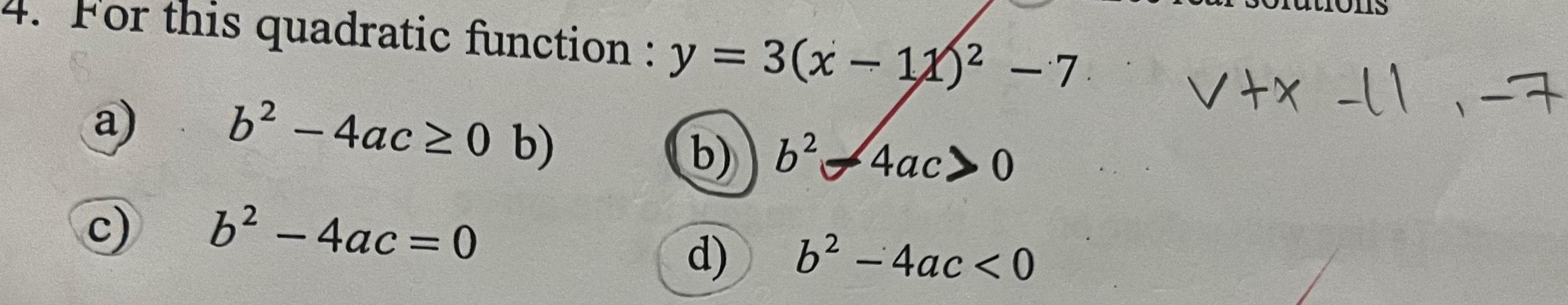  4 For this quadratic function y 3 x 1 7 2