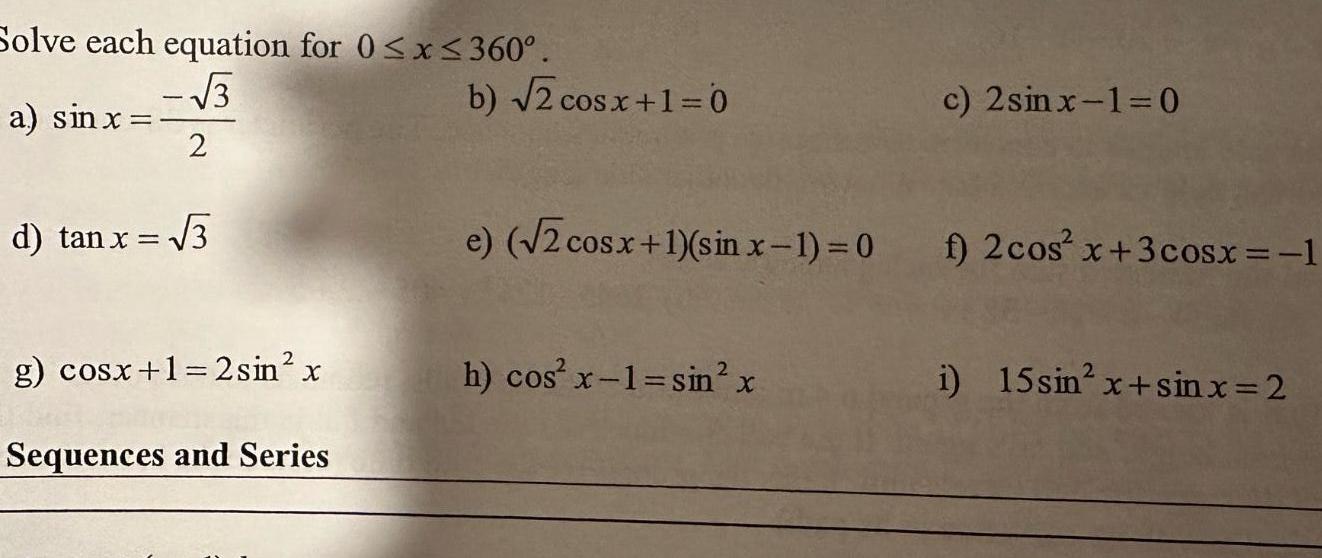 2 d tanx 3 g cosx 1 2sinx Sequences and Series b