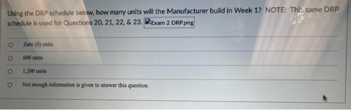 same DRP schedule is used for Questions 20, 21, 22, \& 23.