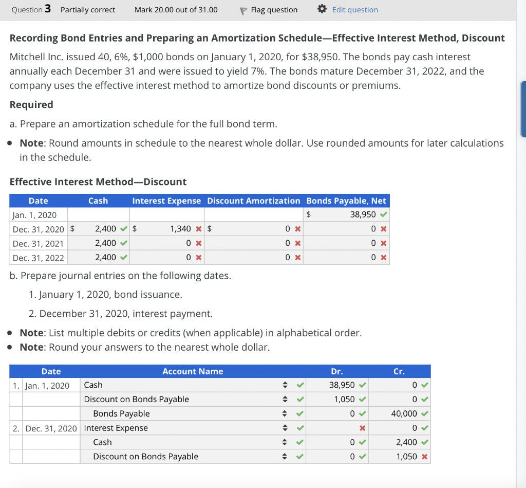 Edit question Recording Bond Entries and Preparing an Amortization Schedule-Effective Interest Method,