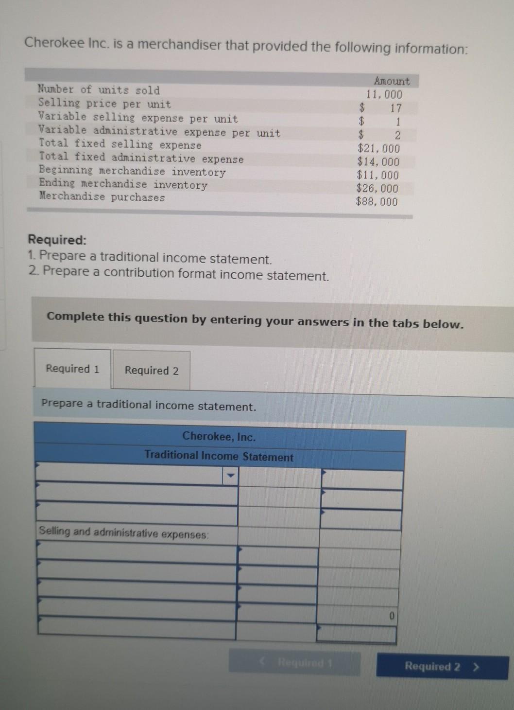 Variable administrative expense per unit Total fixed selling expense Total fixed administrative