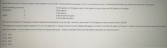 off point where two products (X and Y) are being obtained and
