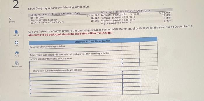  Use the indirect method to prepare the operating activities section of