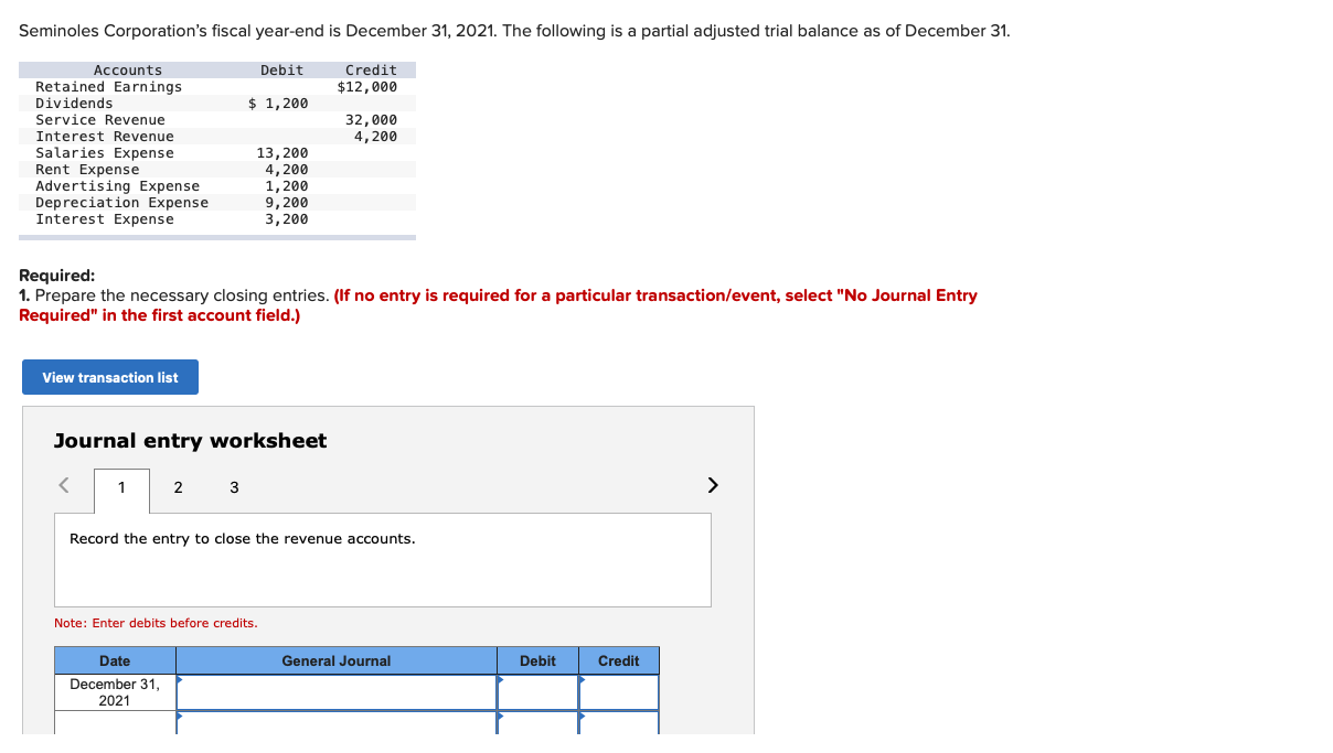 to close the dividends account. Seminoles Corporation's fiscal year-end is December 31,