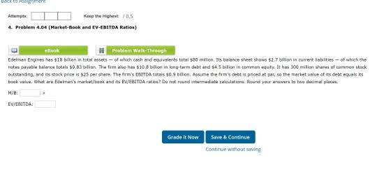  t. . Keep the Highest/0.5 4. Problem 4.0 (Market-Book and EV-EBITDA