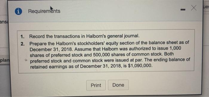 section of the balance sheet as of December 31, 2018. Assume that