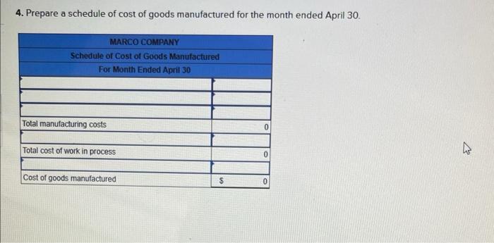 schedule of cost of goods manufactured LO P1, P2, P3, P4 [he