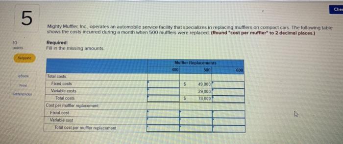 per mur replacement The cost Variable cost Total cost per muterreplacement 19.000