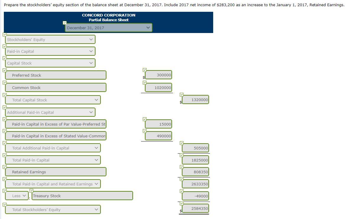 balance sheet is correct. Thank you so much! Problem 8-4 The stockholders'