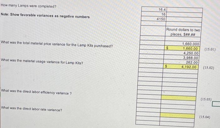 a standard cost system has been doveloped. The following standards are used