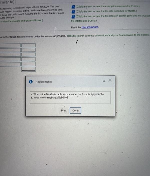 the following receipts and expenditures for 2020. The trust instrument is sent